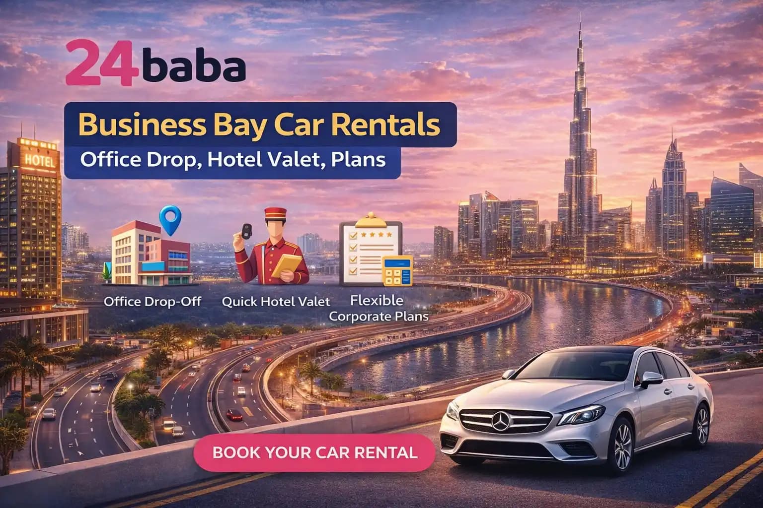 Business Bay Car Rentals Office Drop, Hotel Valet, Plans